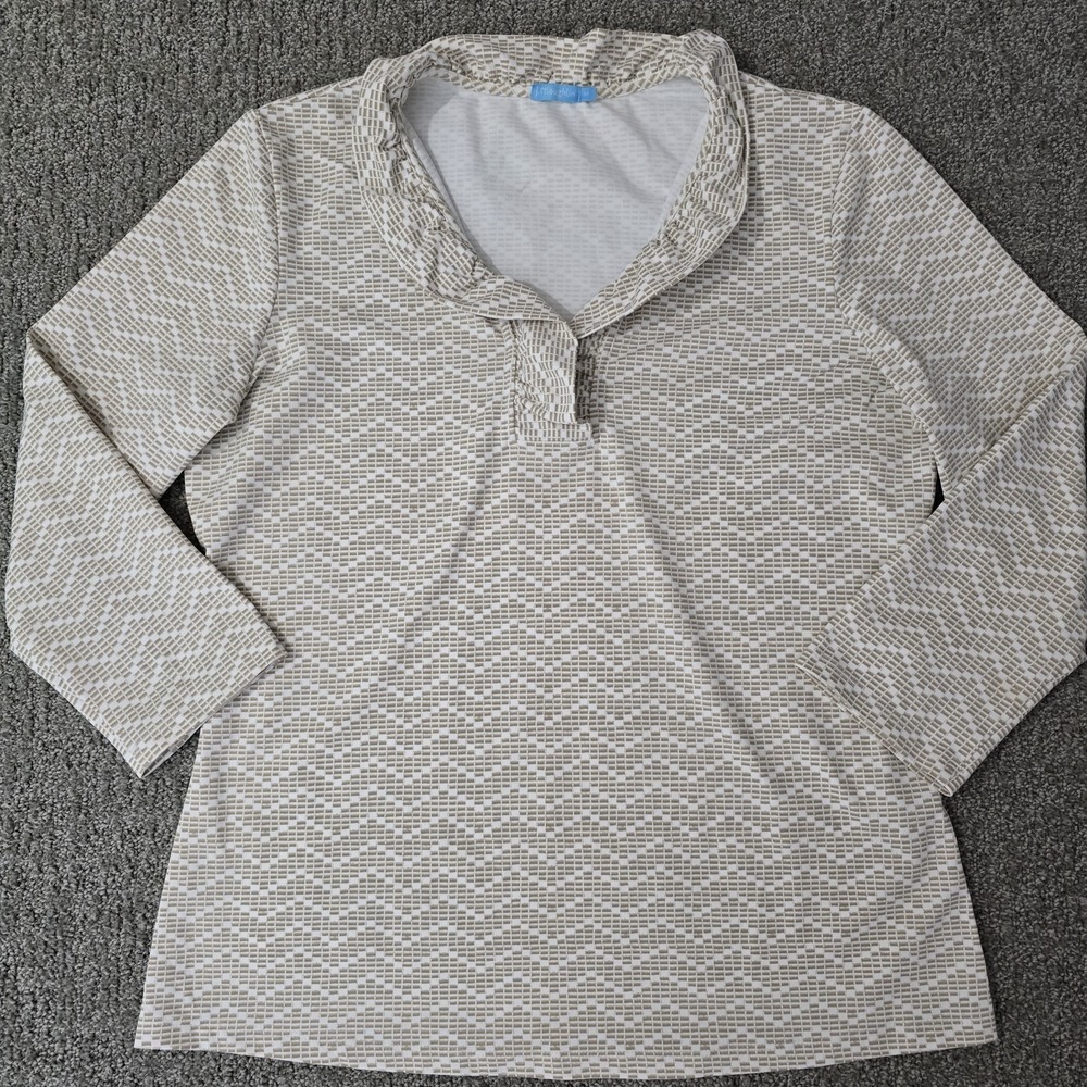 J. McLaughlin Durham Ruffle Top Catalina Cloth 3/4 Sleeve Size M‎